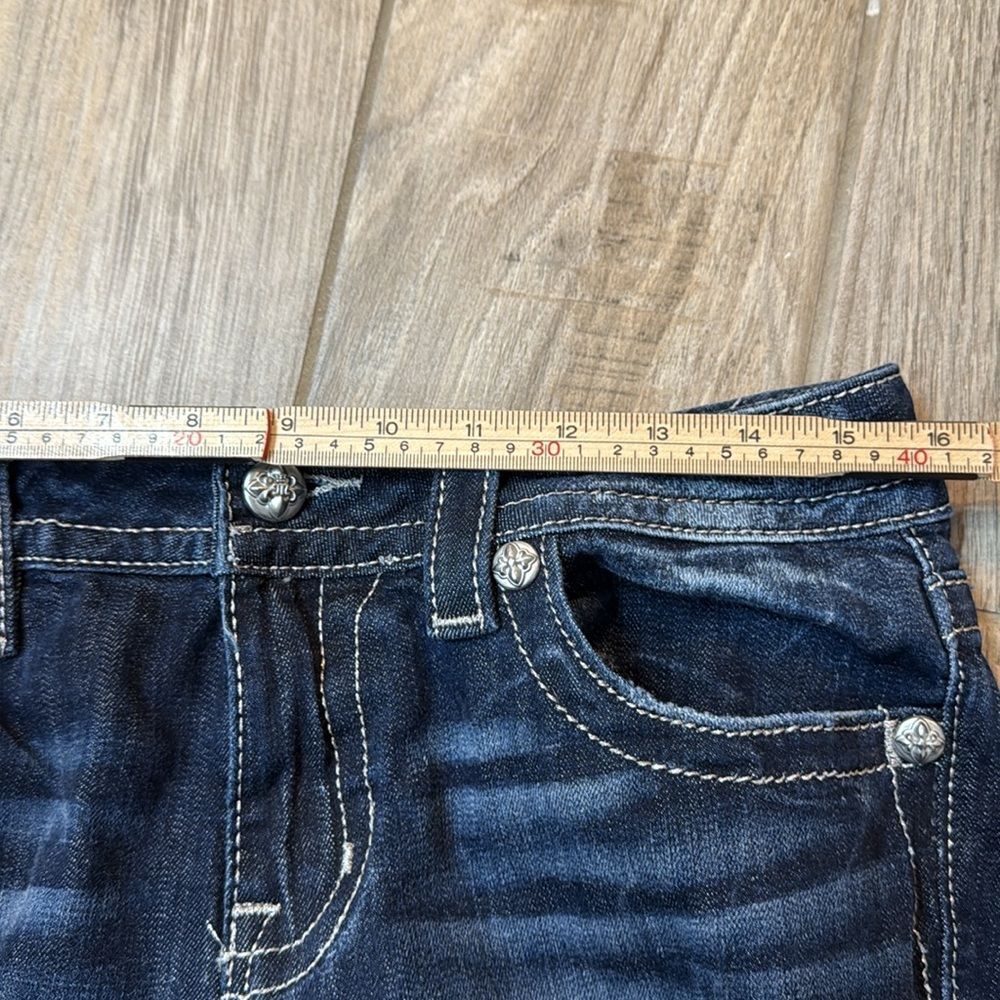 Miss Me Womens Mid-Rise Curvy‎ Cropped Stretch Rhinestone Blue Jeans SZ 29 - Picture 7 of 13